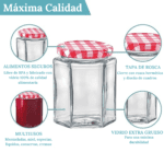 12 Tarros de cristal de 95 ml hexagonales