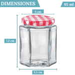 12 Tarros de cristal de 95 ml hexagonales
