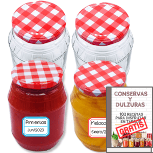 4 Tarros de cristal de 1000 ml con tapa de rosca