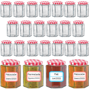 24 tarros de cristal de 95 ml hexagonales