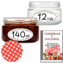 Tarros de cristal de 140 ml tapa a cuadros