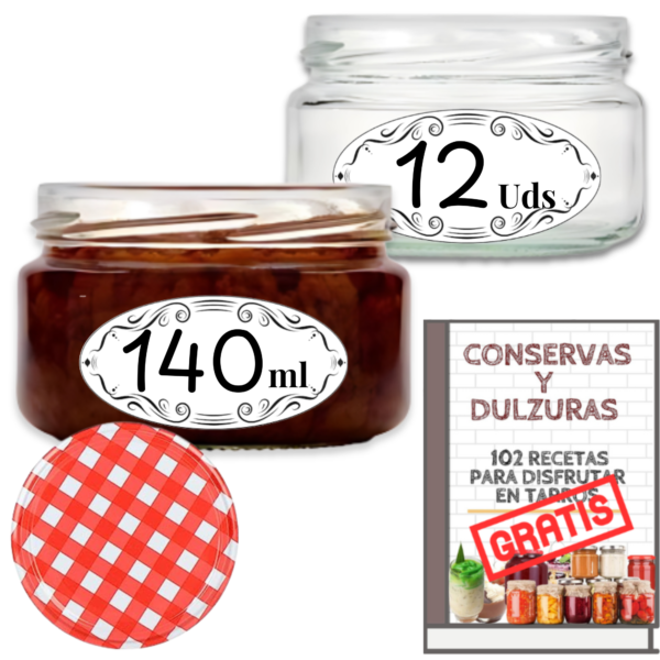 Tarros de cristal de 140 ml tapa a cuadros