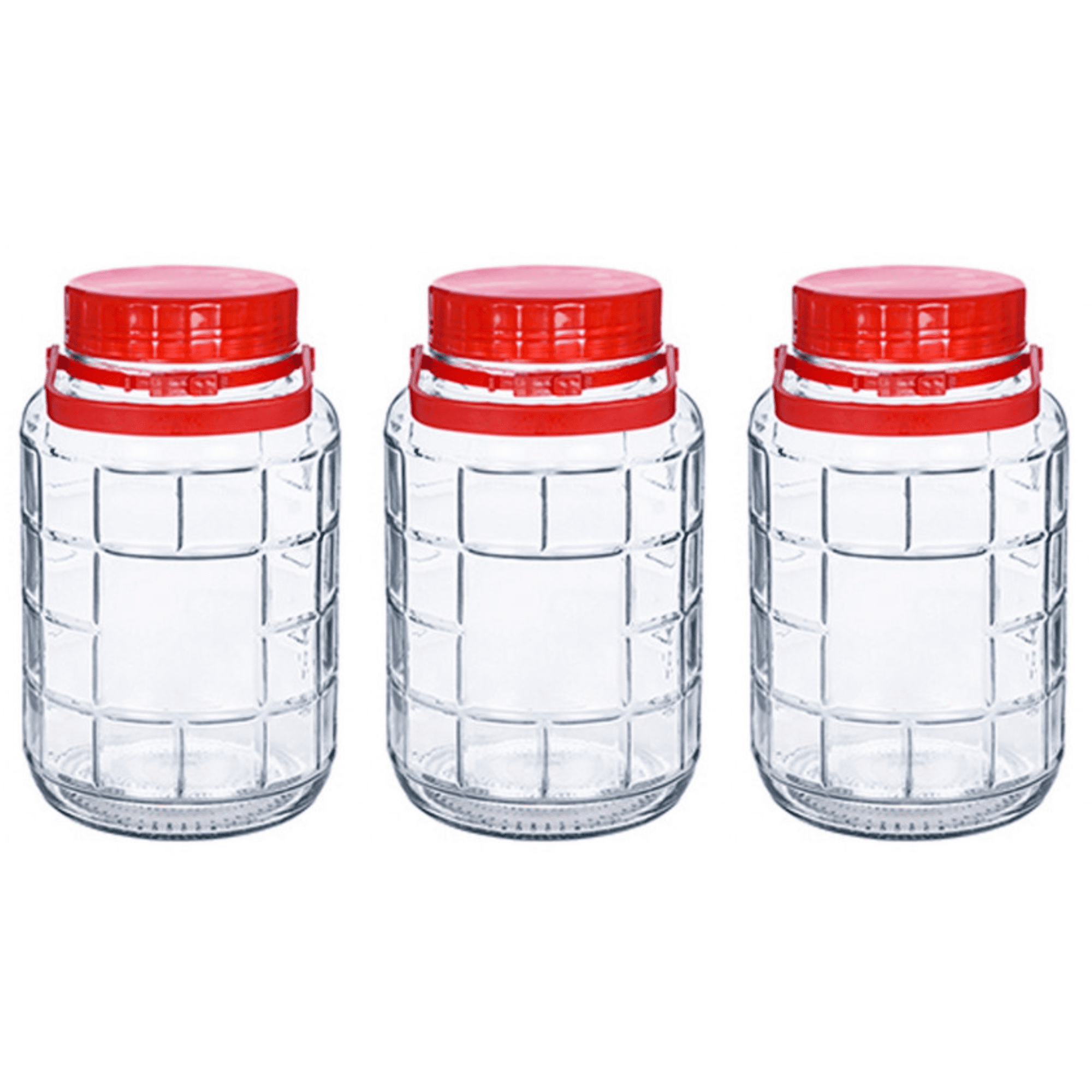3 Botes de Cristal de 4 litros con tapa de plástico