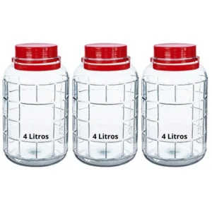 Pack 3 Botes de Cristal de 4 litros con doble tapa antifugas