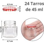 24 Tarros Hexagonales de Cristal de 45 ml