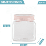 6 Botes Cuadrados de 800 ml de Plástico resistente