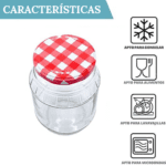6 Tarros de Vidrio de 1000ml con Tapas + Ebook con 102 Recetas para Conservas (Tapas a Cuadros)