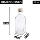 Pack 12 Frascas de Cristal de 50 ml con Tapón de Corcho - Frascos Cuadrados Herméticos Rellenables y Reutilizables Resistentes