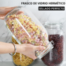 4 Tarros de Cristal Herméticos 4000 ml – Tarros herméticos de Almacenamiento para Alimentos, Conservación Fresca y Organizada - Incluye Etiquetas + Ebook de 102 Recetas (4 litros)