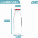 6 Botellas de Cristal de 500 ml con Tapa metálica a cuadros de Rosca Hermética + Ebook de 102 Recetas - Botellas para Leche, Zumo, Batidos, Bebidas - Incluye Etiquetas (6)