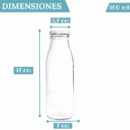 6 Botellas de Cristal de 500 ml con Tapa metálica Blanca de Rosca Hermética + Ebook de 102 Recetas - Botellas para Leche, Zumo, Batidos, Bebidas - Incluye Etiquetas (6)