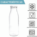 6 Botellas de Cristal de 500 ml con Tapa metálica Blanca de Rosca Hermética + Ebook de 102 Recetas - Botellas para Leche, Zumo, Batidos, Bebidas - Incluye Etiquetas (6)