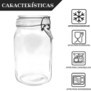 4 Tarros de Cristal Herméticos 1500 ml – Tarros herméticos de Almacenamiento para Alimentos, Conservación Fresca y Organizada - Incluye Etiquetas + Ebook de 102 Recetas (1,5 litros)