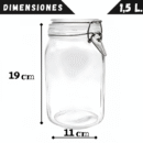 4 Tarros de Cristal Herméticos 1500 ml – Tarros herméticos de Almacenamiento para Alimentos, Conservación Fresca y Organizada - Incluye Etiquetas + Ebook de 102 Recetas (1,5 litros)