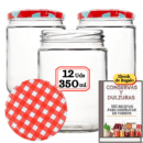 12 Tarros de Cristal de 350 ml con Tapas de Metal