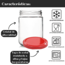 12 Tarros de Cristal de 350 ml con Tapas Rojas