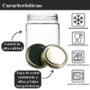 12 Tarros de Cristal de 350 ml con Tapas de metal doradas