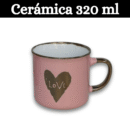 Set de 4 Tazas de Cerámica de 320 ml - Diseño Romántico en Tonos Rosados con Detalles Dorados