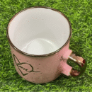 Set de 4 Tazas de Cerámica de 320 ml - Diseño Romántico en Tonos Rosados con Detalles Dorados