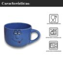 Set de 4 Tazas de Porcelana de 420 ml - Diseño Divertido con Caritas en Colores