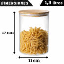 3 Botes de Vidrio de Borosilicato con tapas de Bambú (1300 ml)