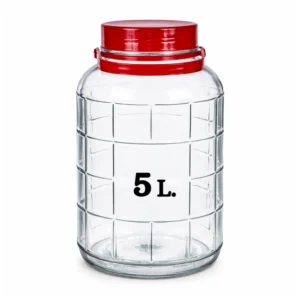 Bote de Cristal Grande con Asa de 5 Litros y Doble Tapa - Garrafa de Vidrio de 5 Litros con Asa